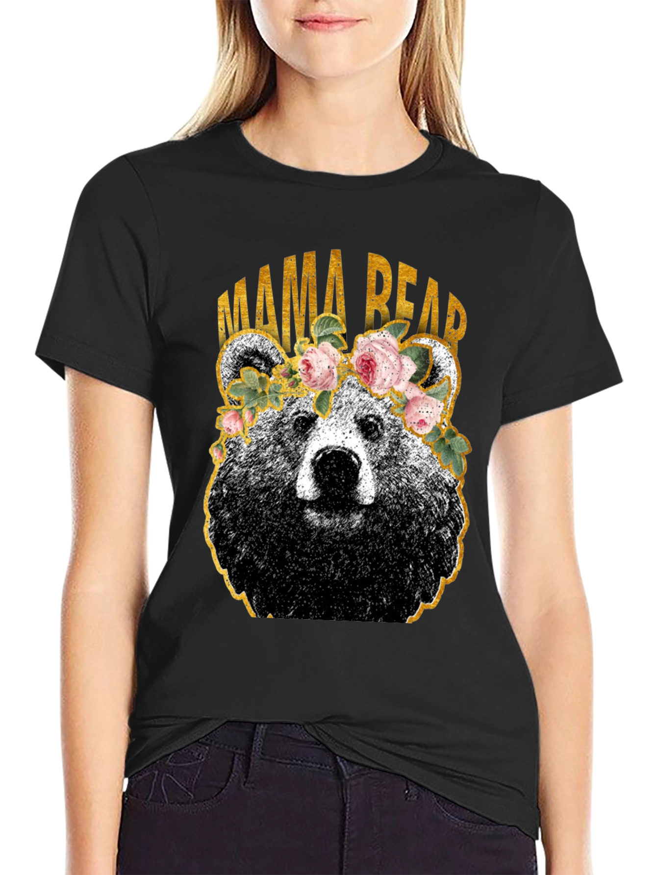 Mama Bear Graphic T-Shirt - Floral Crown