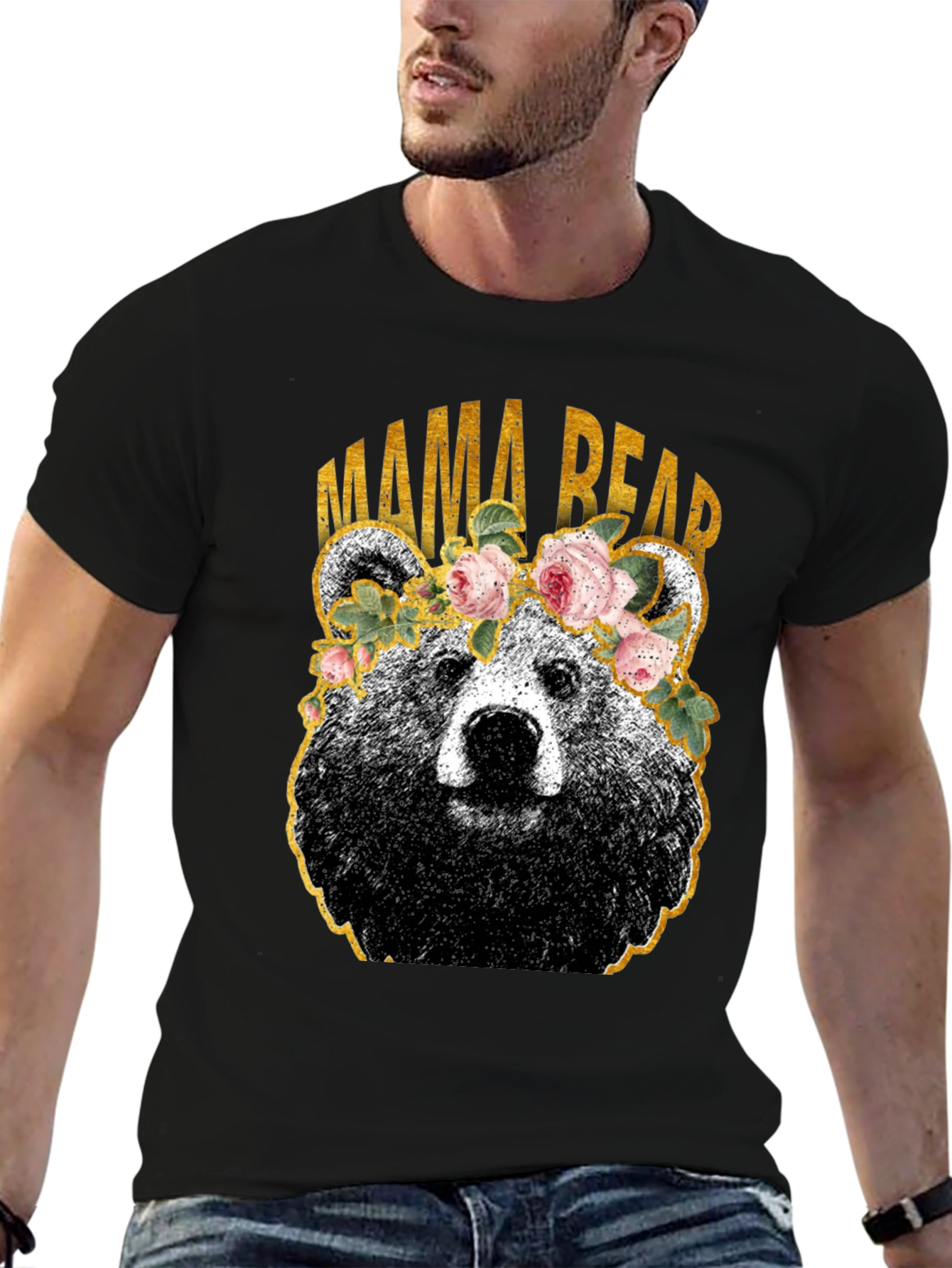 Mama Bear Graphic T-Shirt - Floral Crown