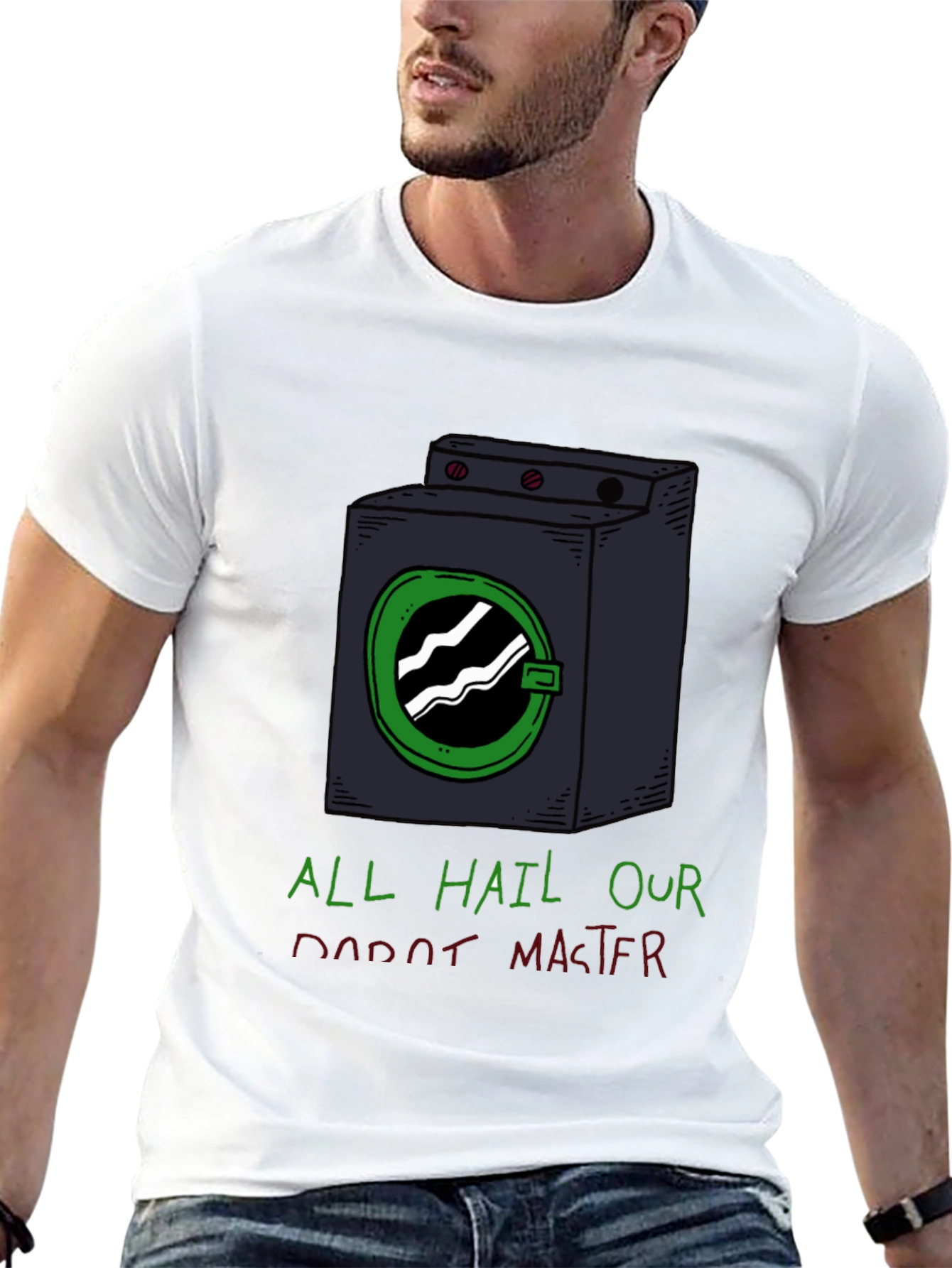 Funny Robot Master Graphic Tee - Black T-Shirt