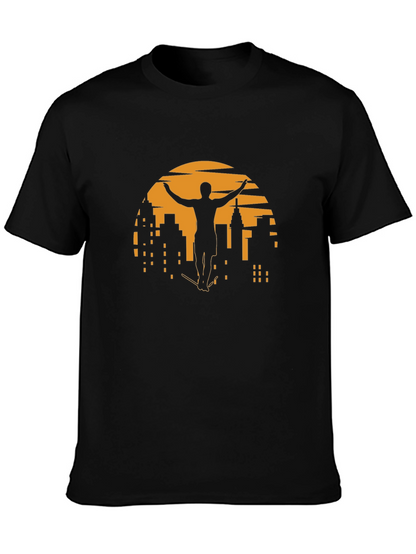 Sunset City Skateboarder Graphic Tee - Black