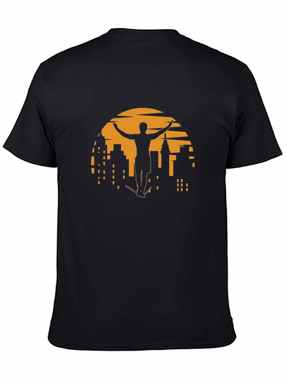 Sunset City Skateboarder Graphic Tee - Black