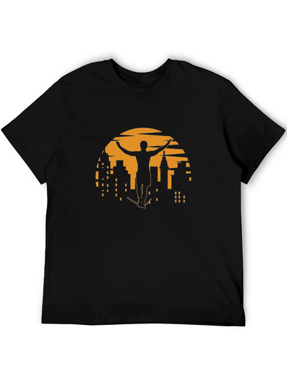 Sunset City Skateboarder Graphic Tee - Black