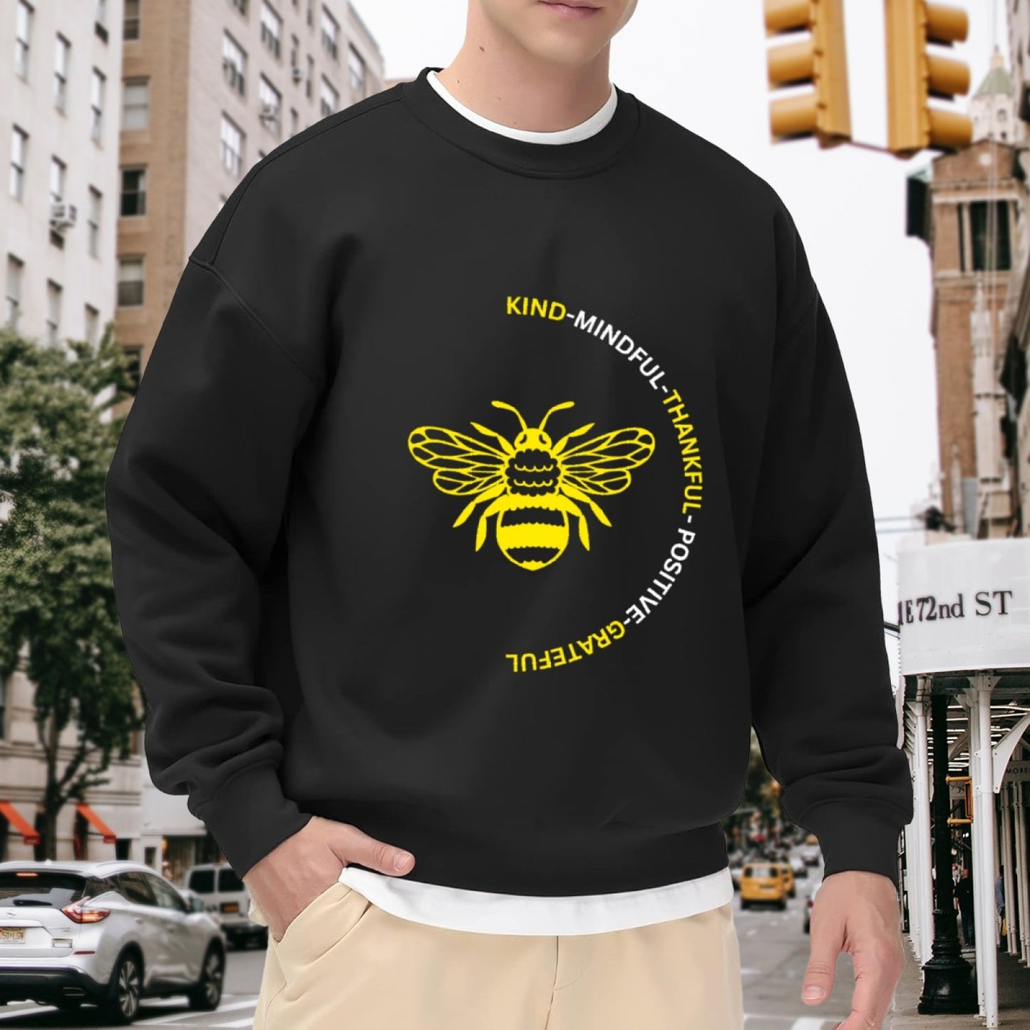 "Kind-Mindful-Thankful" Bee Positivity Crewneck Sweatshirt