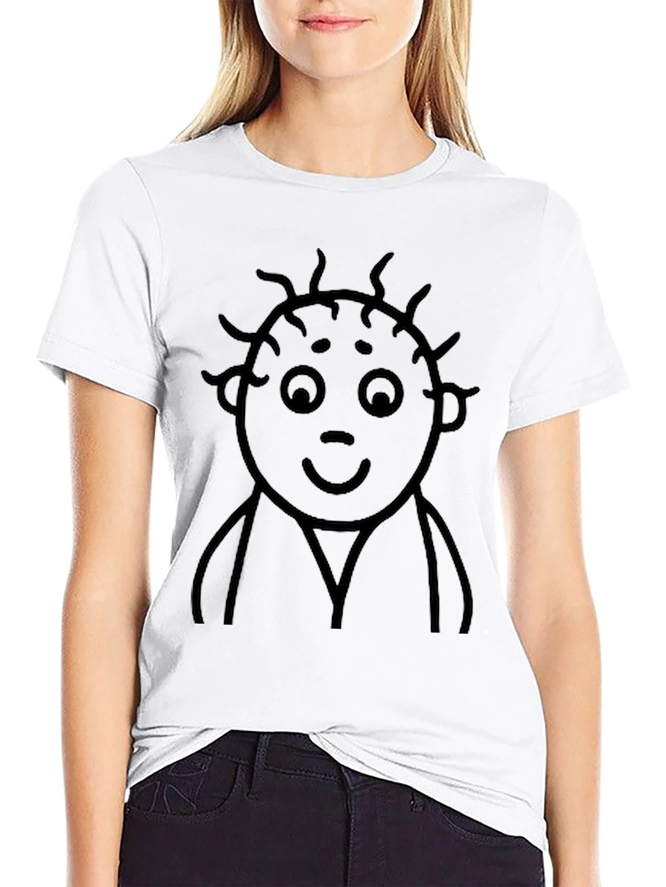 Cartoon Face Black T-Shirt