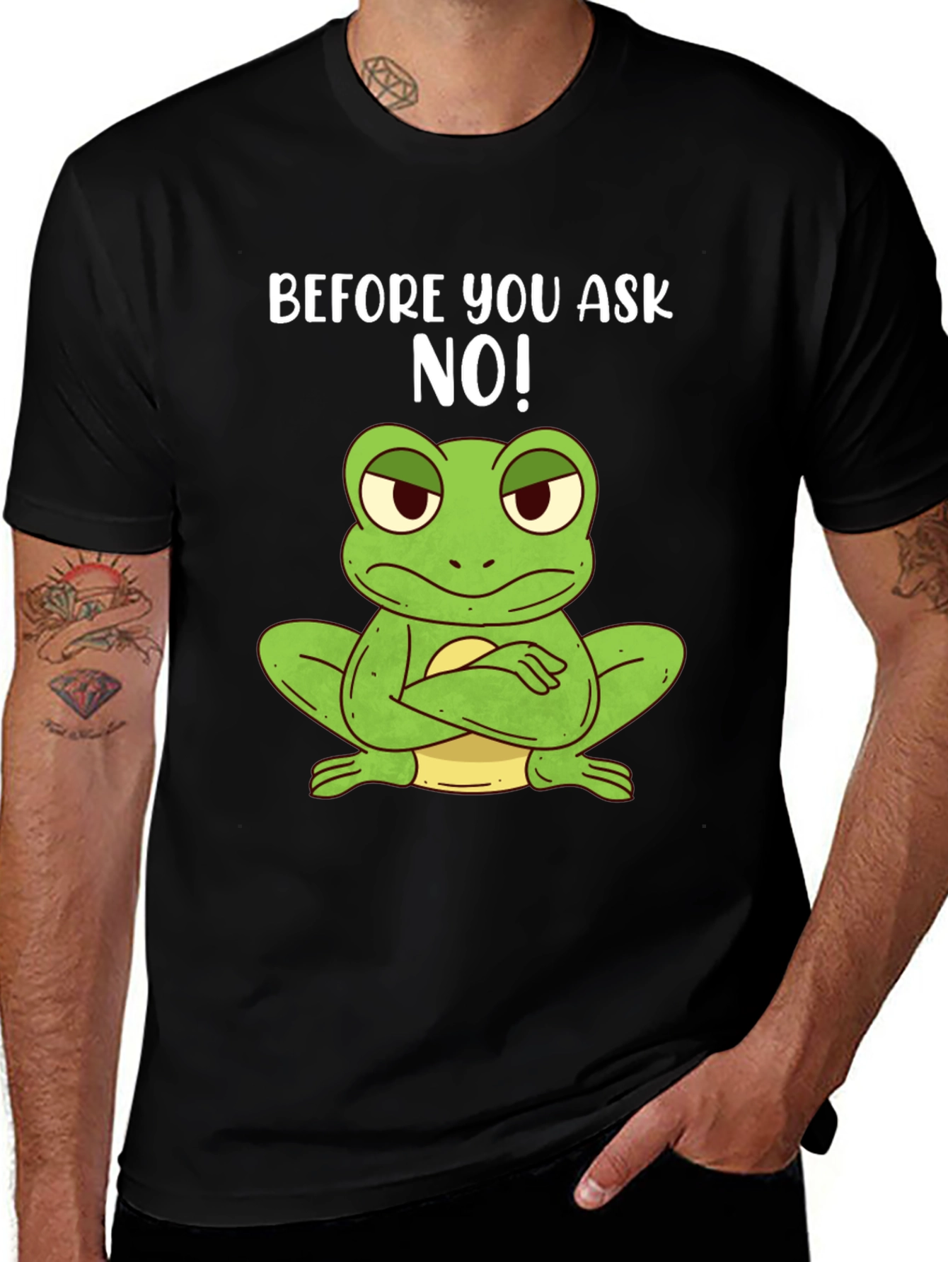 Funny Frog T-Shirt - Before You Ask NO!
