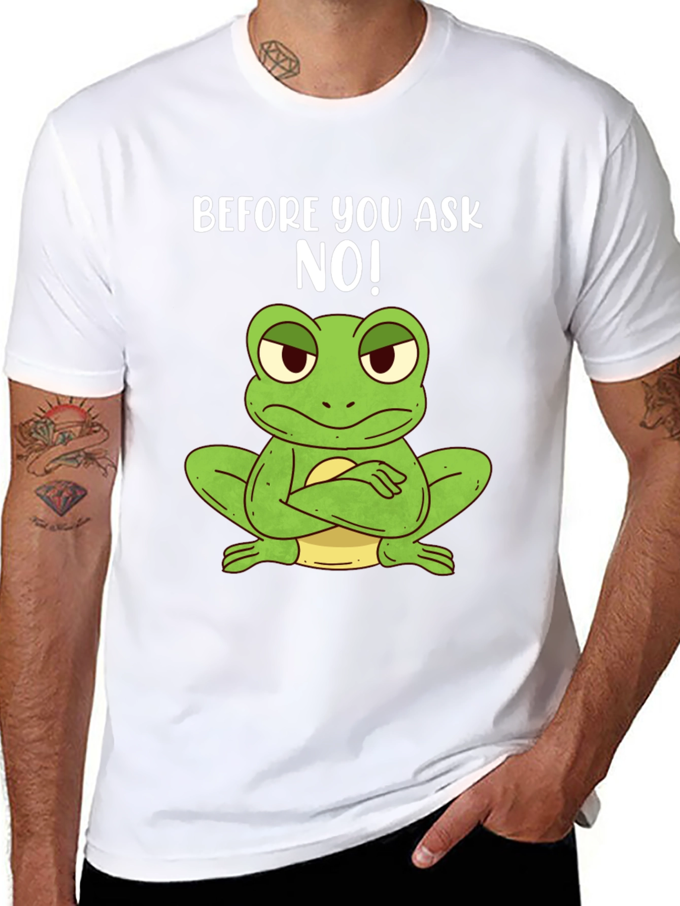 Funny Frog T-Shirt - Before You Ask NO!