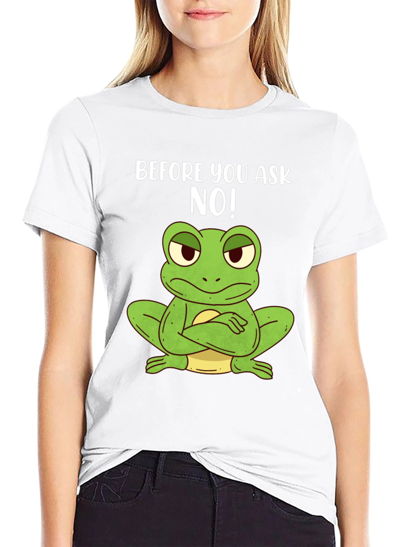 Funny Frog T-Shirt - Before You Ask NO!