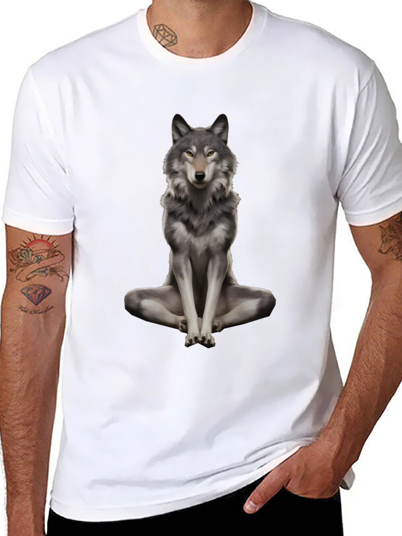 Wolf Meditation Black T-Shirt
