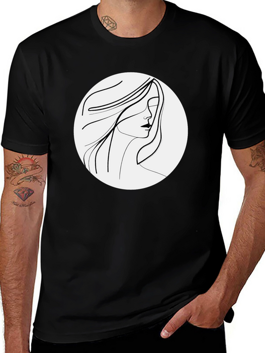 Minimalist Woman Portrait Black T-Shirt