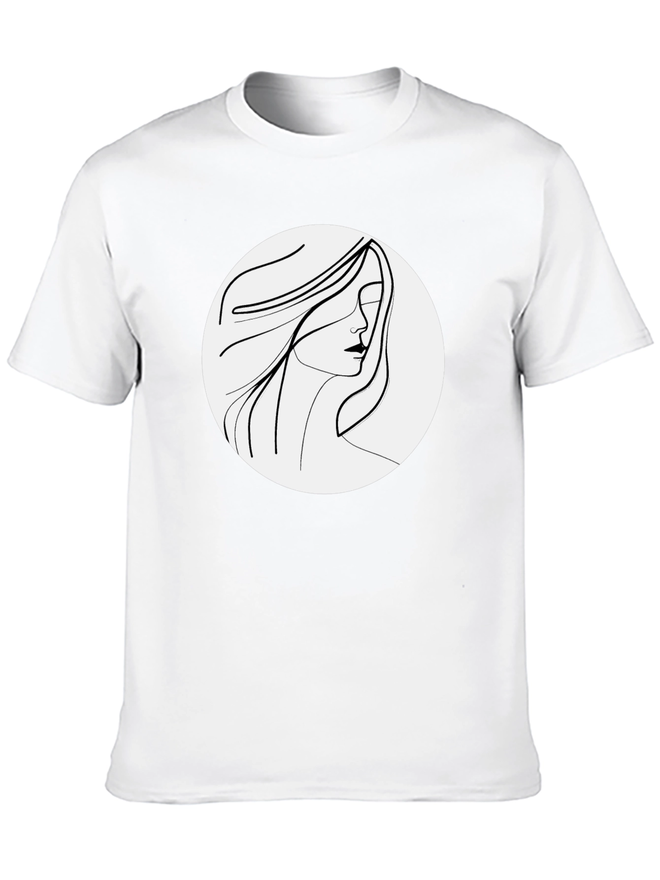 Minimalist Woman Portrait Black T-Shirt