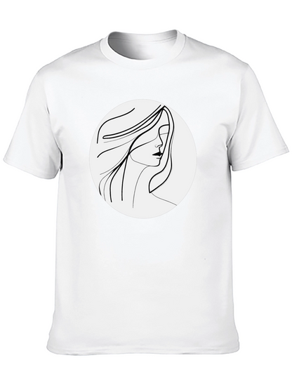 Minimalist Woman Portrait Black T-Shirt