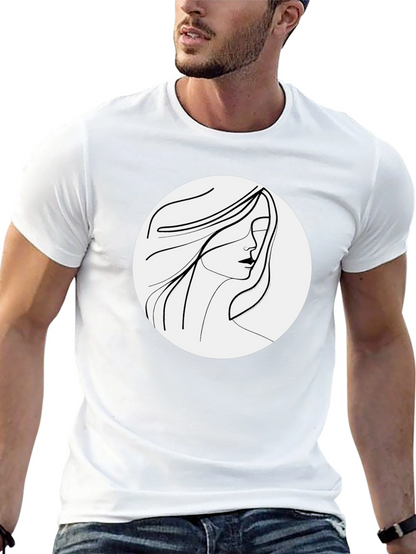 Minimalist Woman Portrait Black T-Shirt