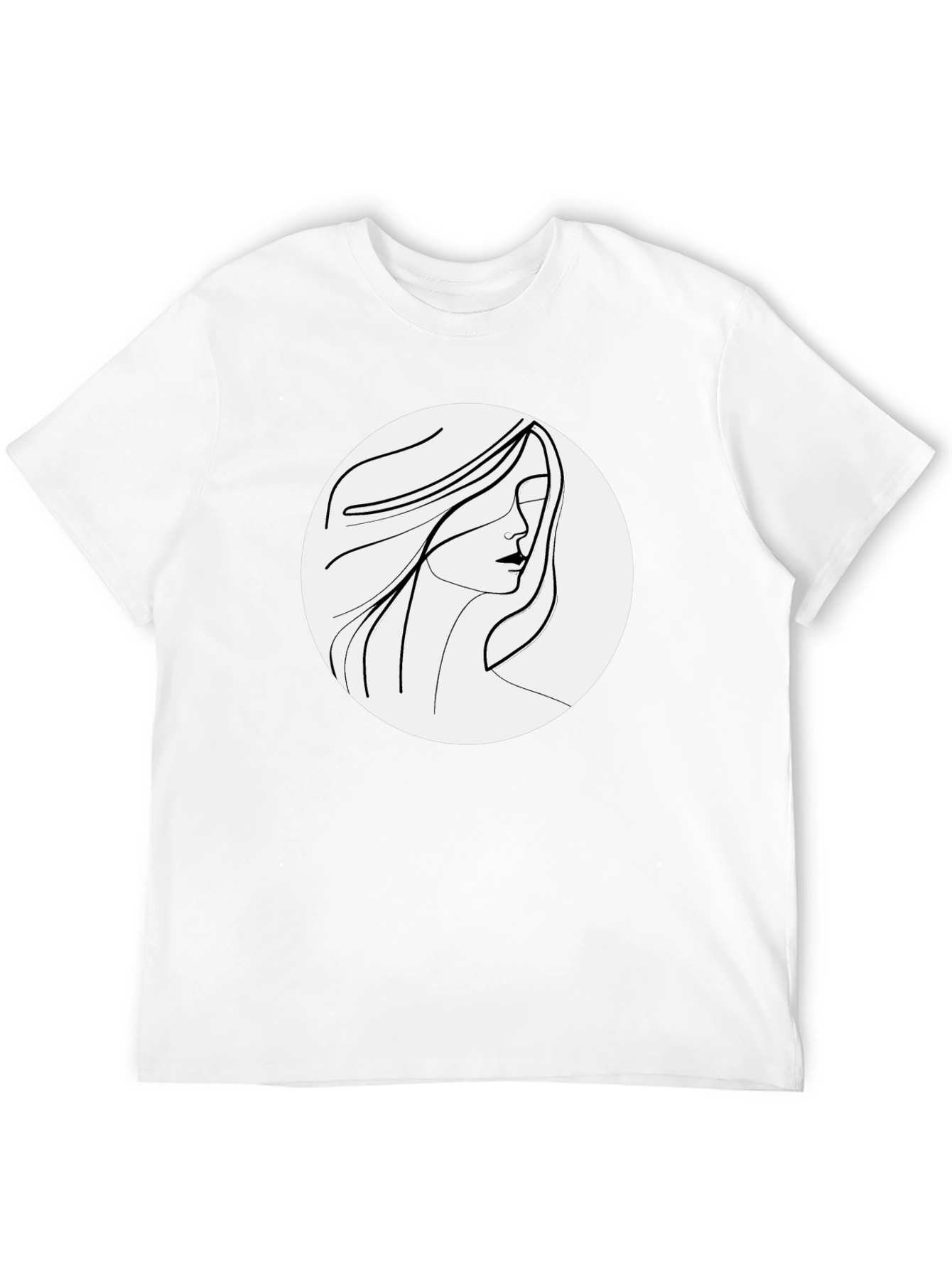 Minimalist Woman Portrait Black T-Shirt