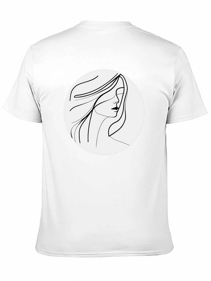 Minimalist Woman Portrait Black T-Shirt