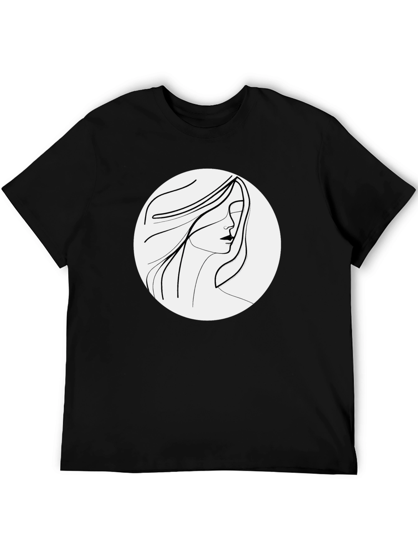 Minimalist Woman Portrait Black T-Shirt