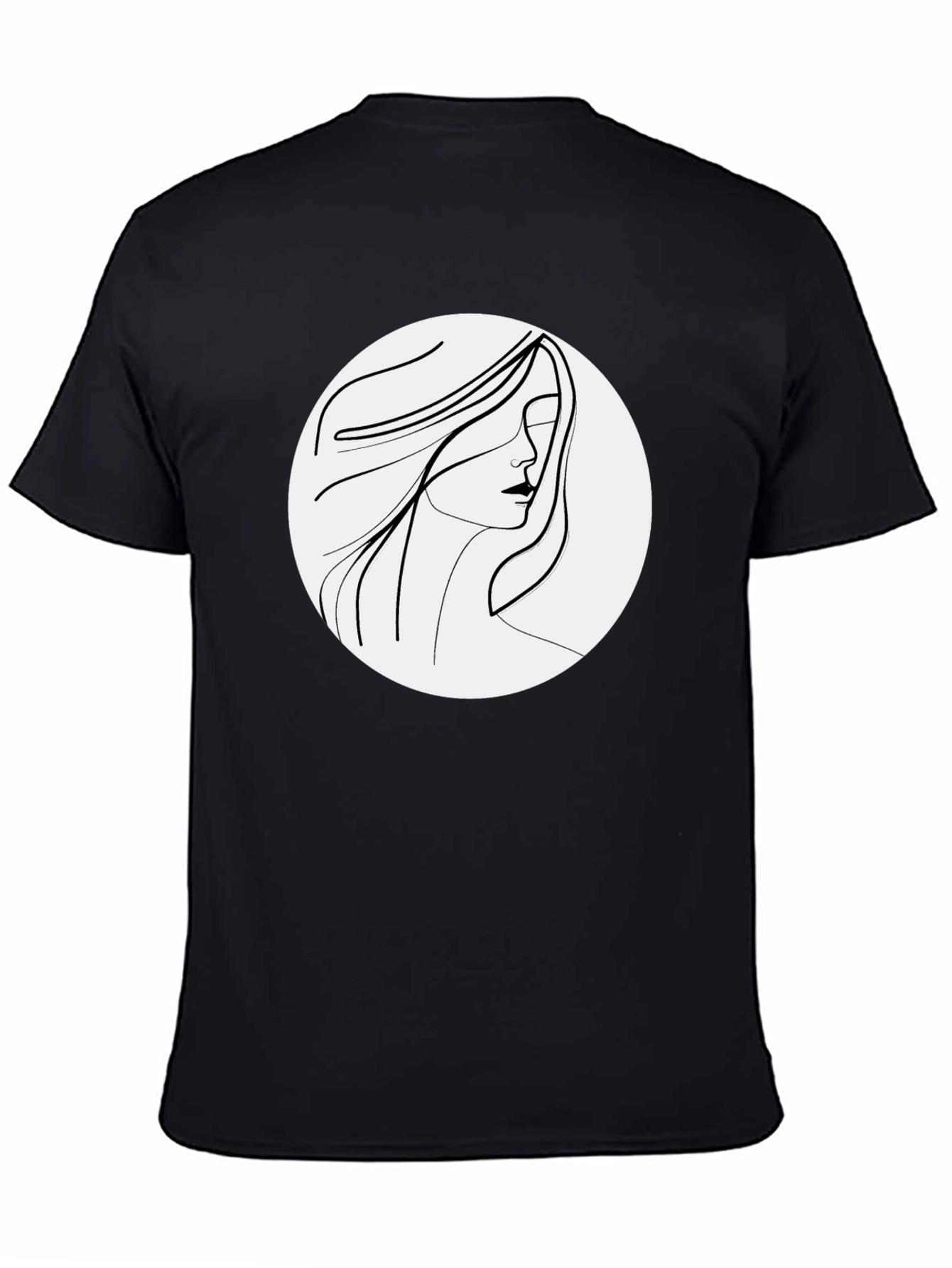 Minimalist Woman Portrait Black T-Shirt