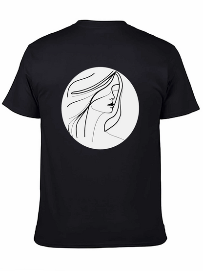 Minimalist Woman Portrait Black T-Shirt