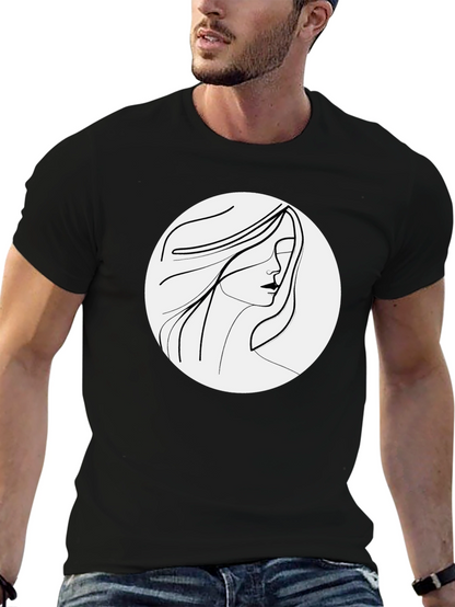 Minimalist Woman Portrait Black T-Shirt
