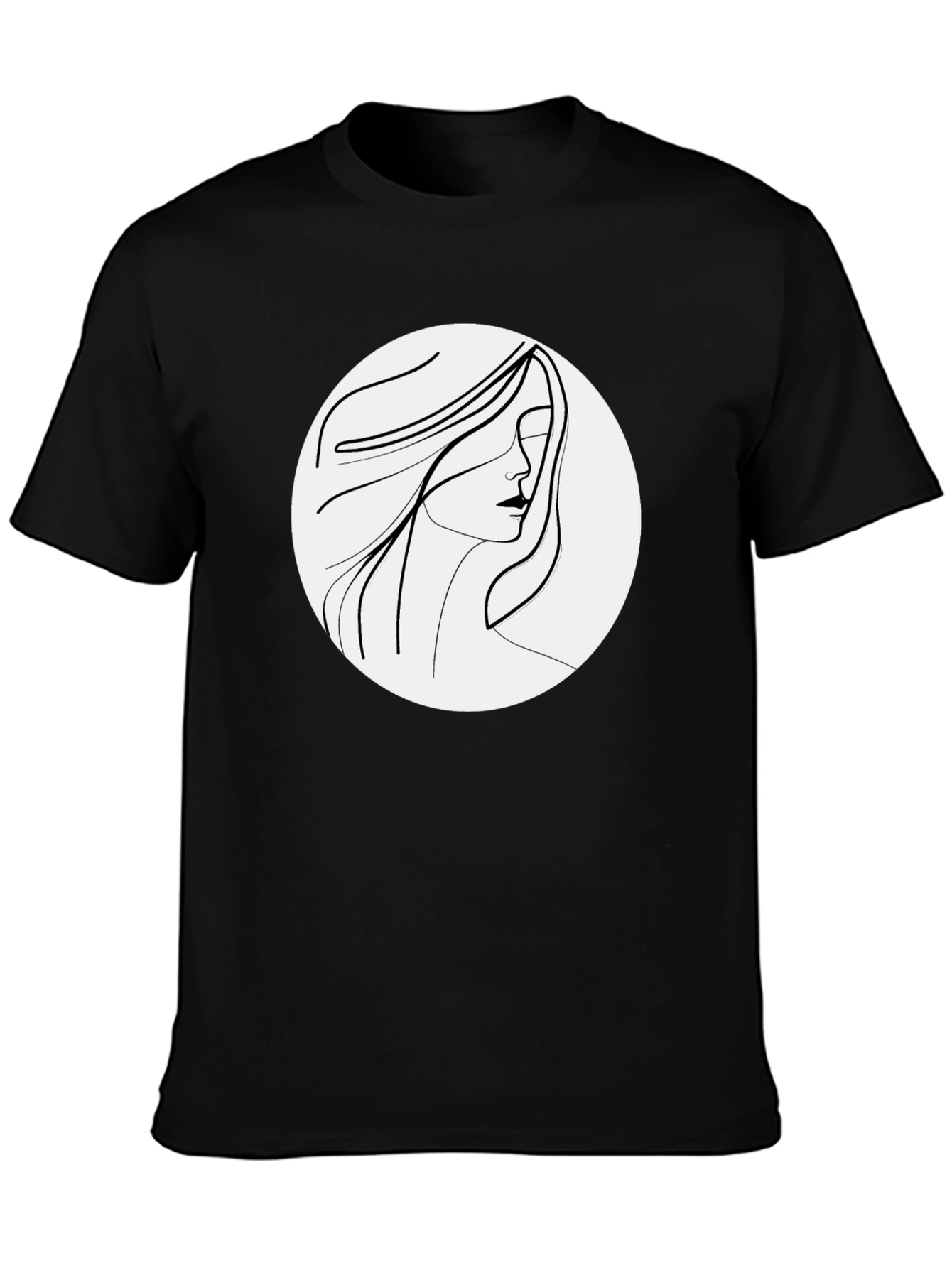 Minimalist Woman Portrait Black T-Shirt