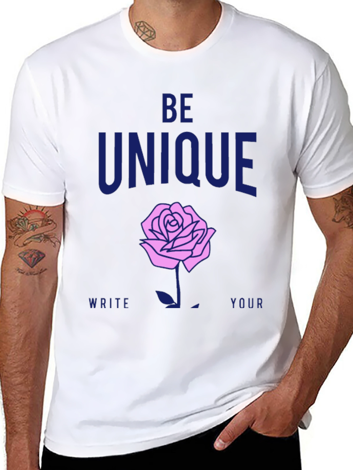 Be Unique Rose Graphic T-Shirt - Stylish Casual Wear