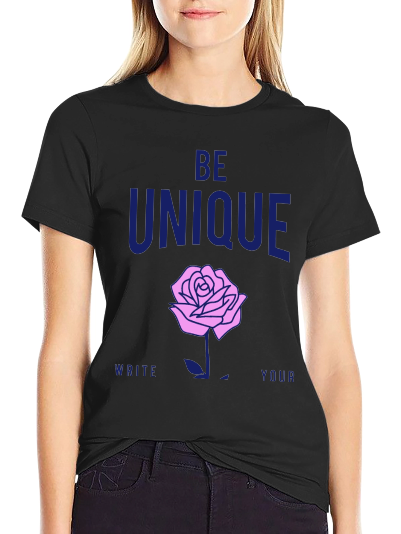 Be Unique Rose Graphic T-Shirt - Stylish Casual Wear