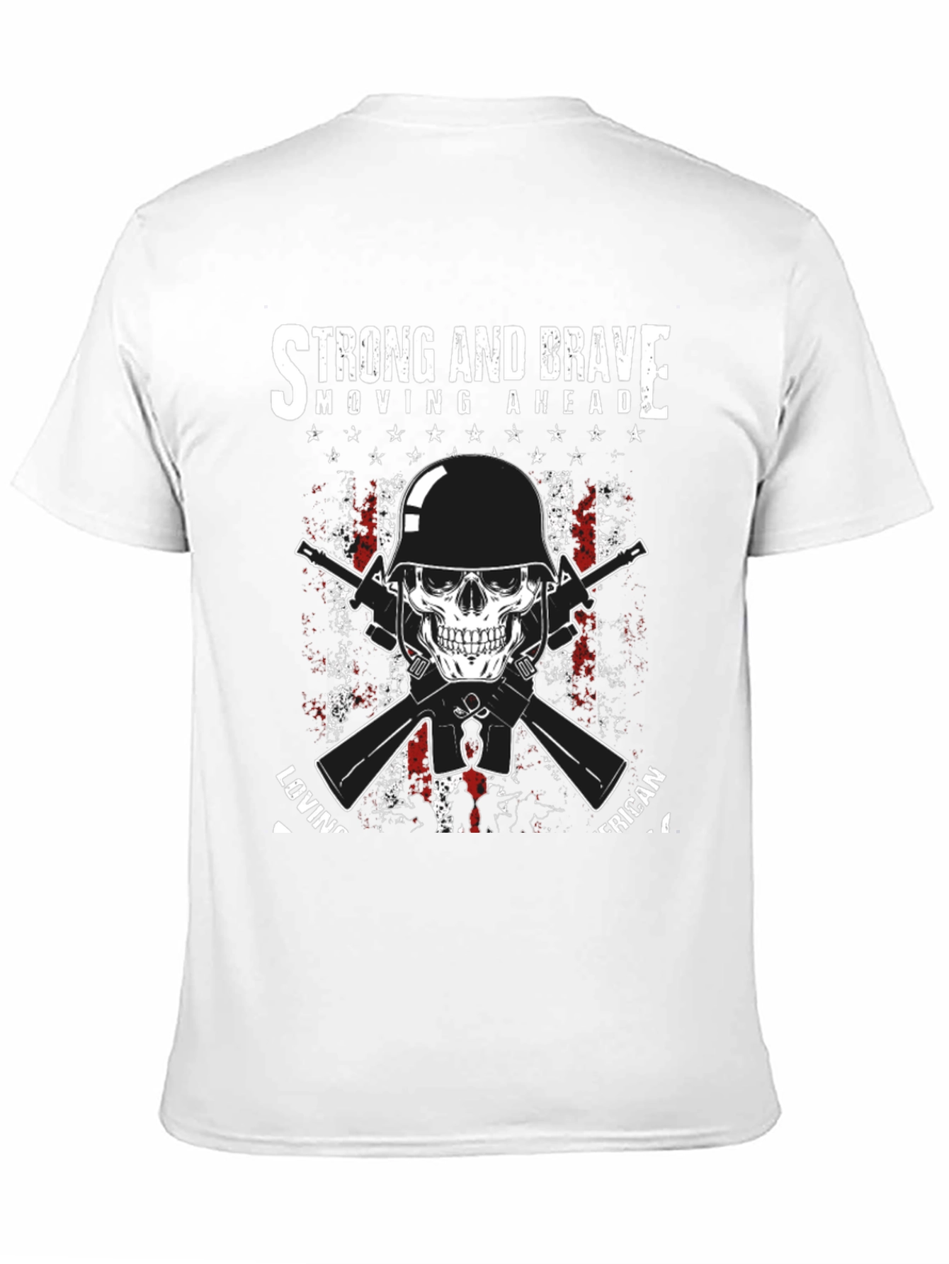 Strong & Brave Patriotic Skull Graphic T-Shirt