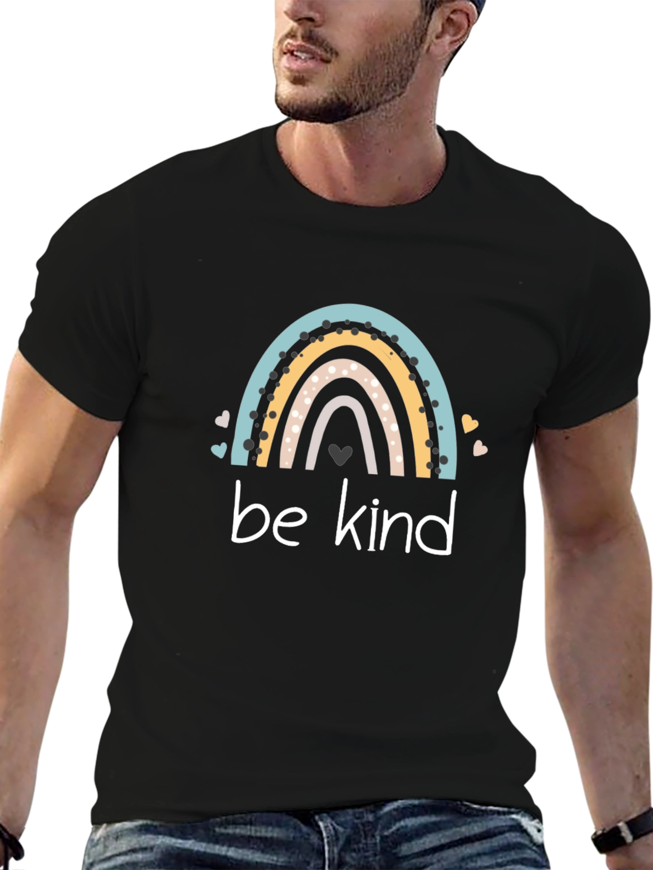 Be Kind Rainbow Graphic T-Shirt - Black