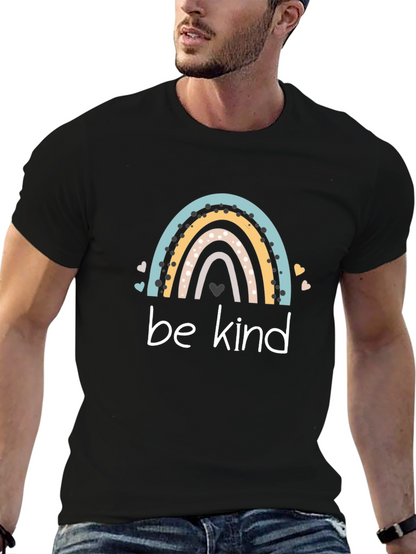 Be Kind Rainbow Graphic T-Shirt - Black