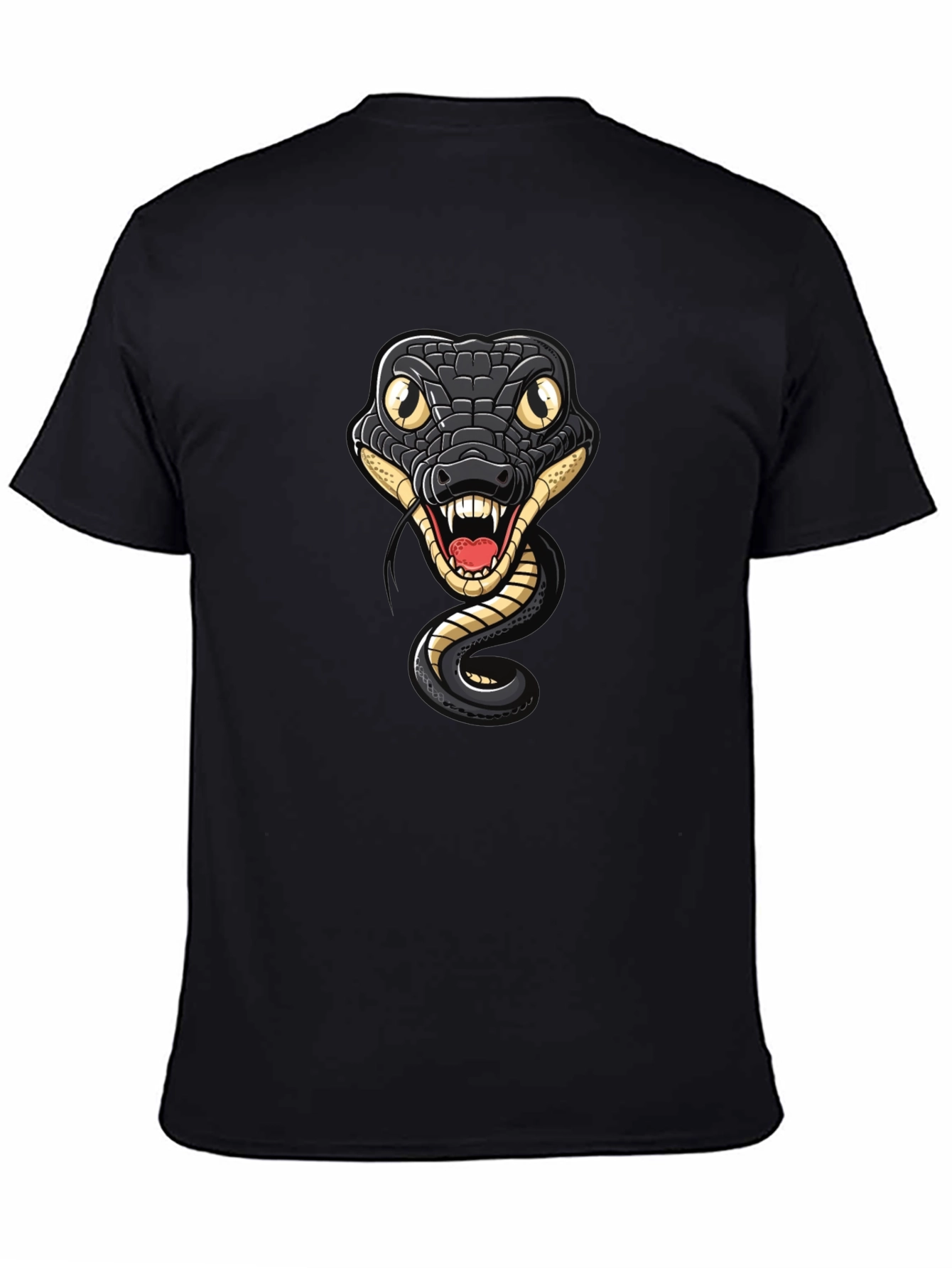 Snake Graphic Tee - Mens Black Cotton T-Shirt