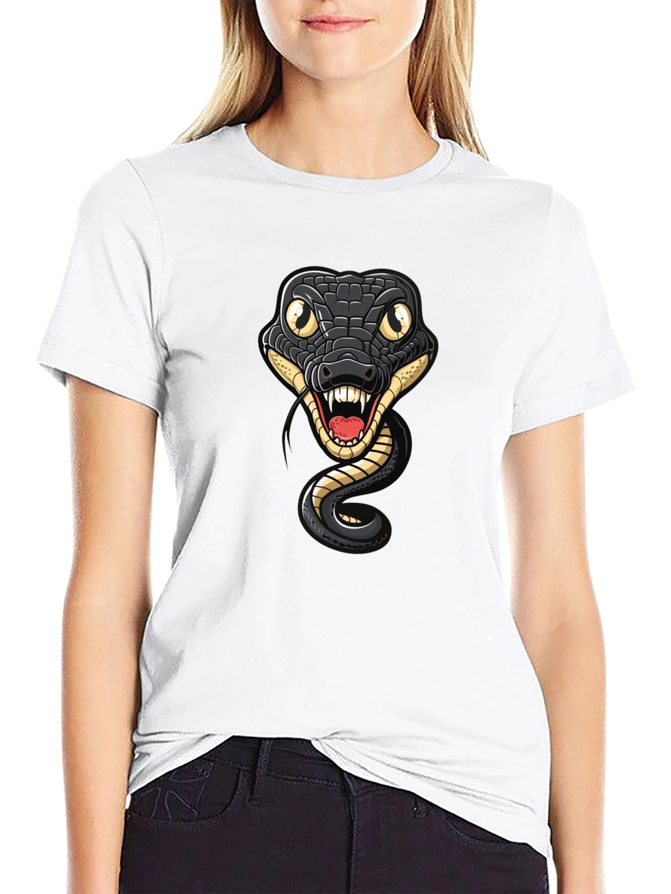 Snake Graphic Tee - Mens Black Cotton T-Shirt