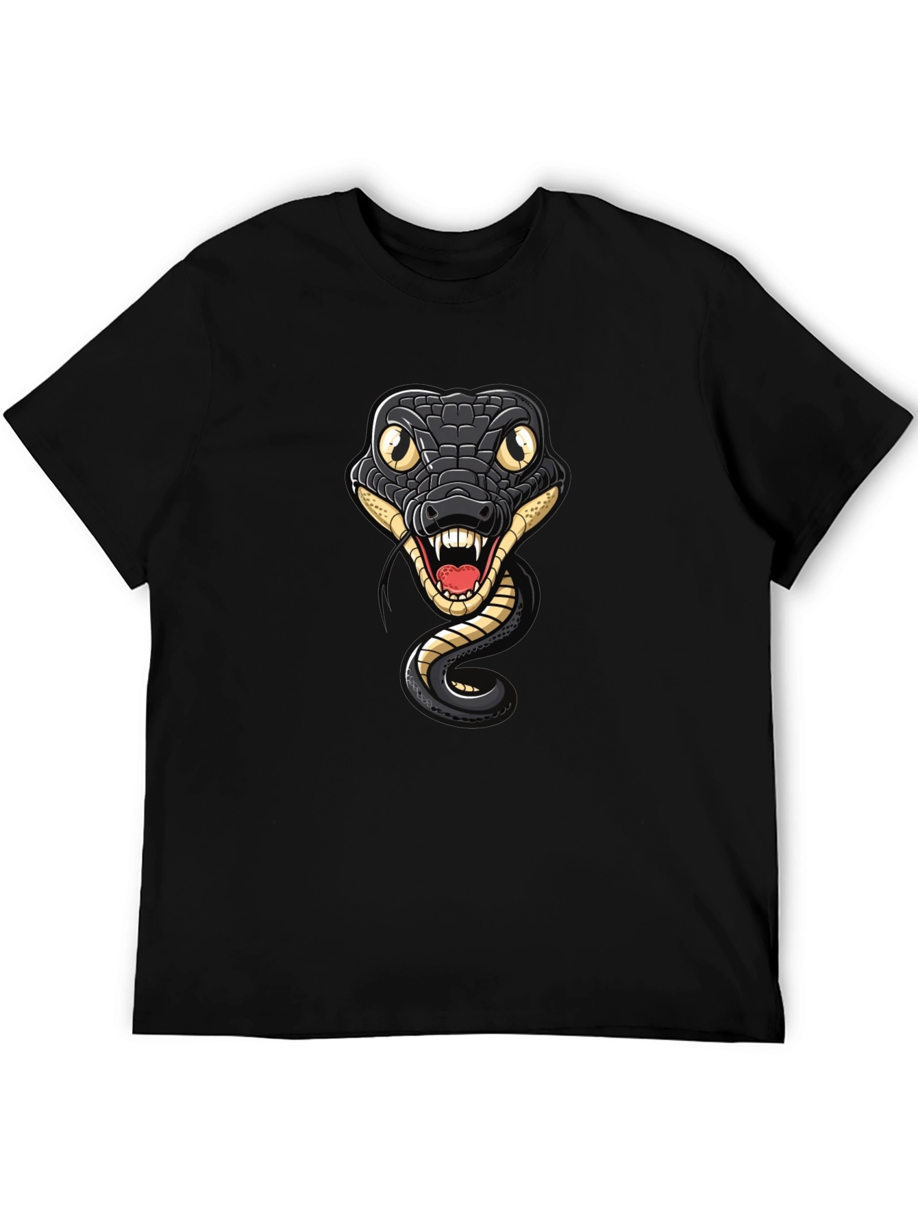 Snake Graphic Tee - Mens Black Cotton T-Shirt