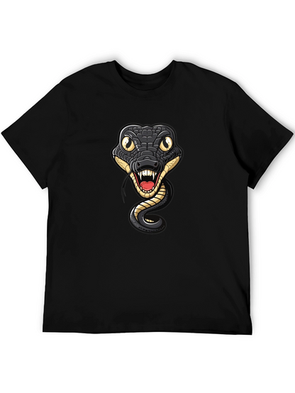 Snake Graphic Tee - Mens Black Cotton T-Shirt