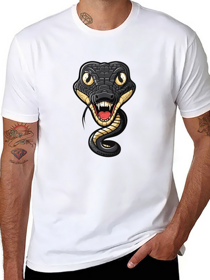 Snake Graphic Tee - Mens Black Cotton T-Shirt
