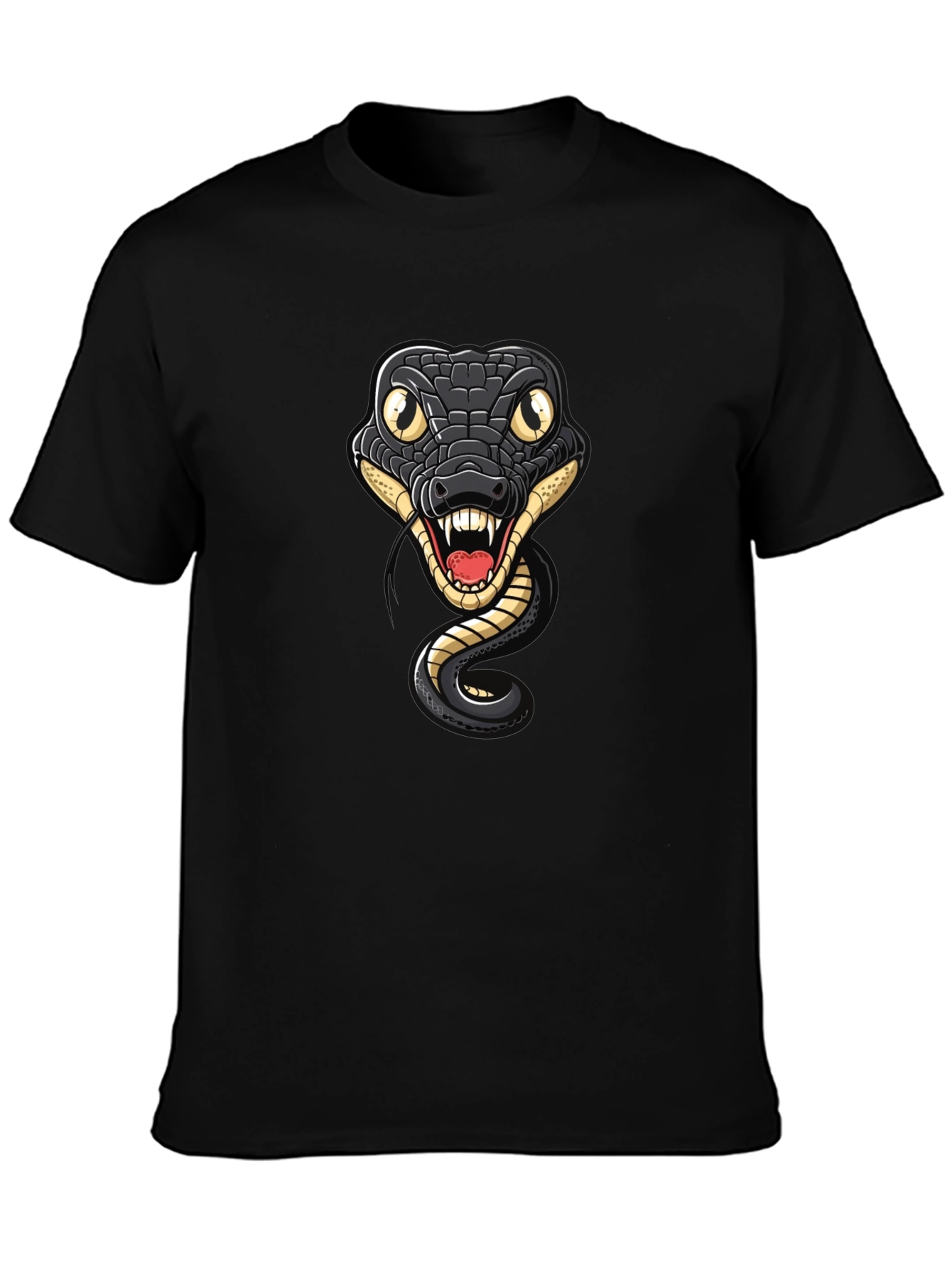 Snake Graphic Tee - Mens Black Cotton T-Shirt
