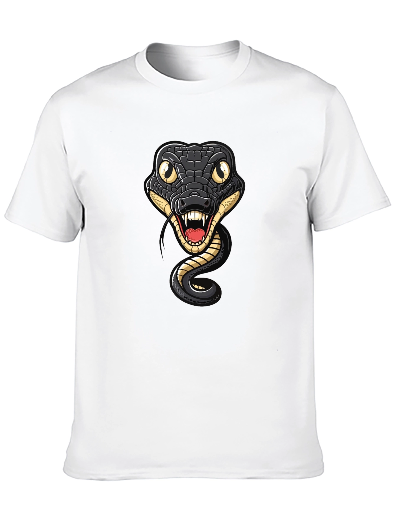 Snake Graphic Tee - Mens Black Cotton T-Shirt