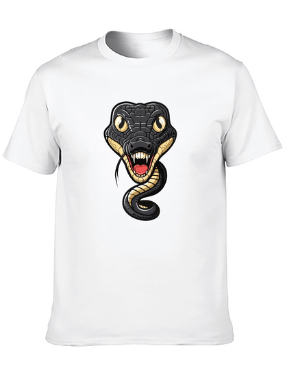 Snake Graphic Tee - Mens Black Cotton T-Shirt