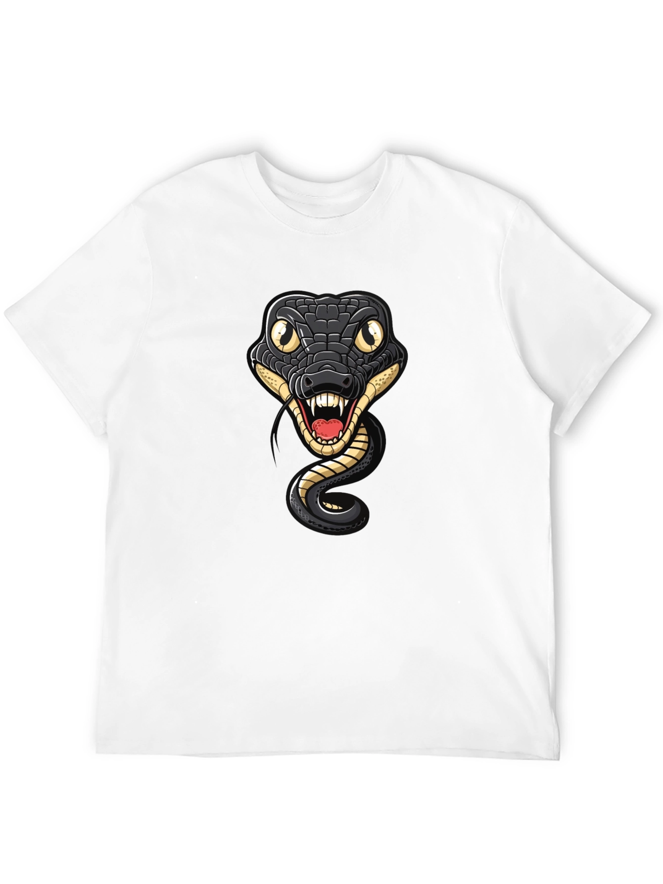 Snake Graphic Tee - Mens Black Cotton T-Shirt