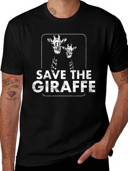 Save the Giraffe T-Shirt - Black Cotton Graphic Tee