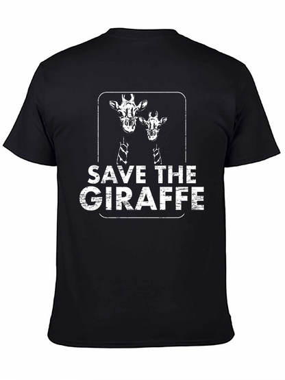 Save the Giraffe T-Shirt - Black Cotton Graphic Tee