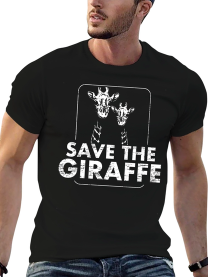 Save the Giraffe T-Shirt - Black Cotton Graphic Tee