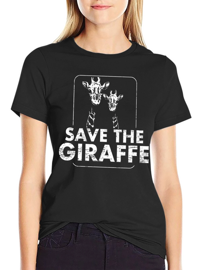 Save the Giraffe T-Shirt - Black Cotton Graphic Tee