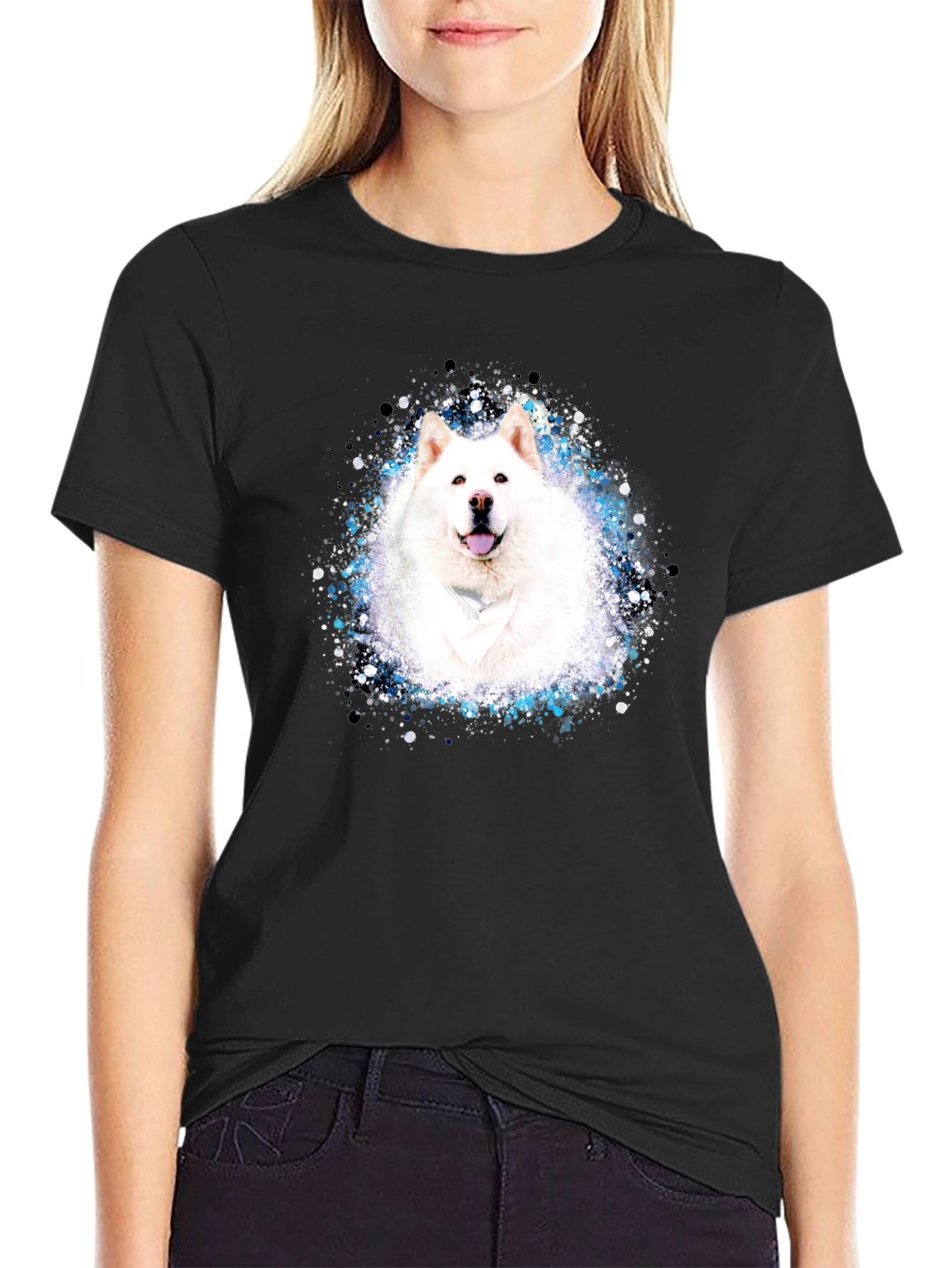 Samoyed Dog T-Shirt - Unique Splatter Design