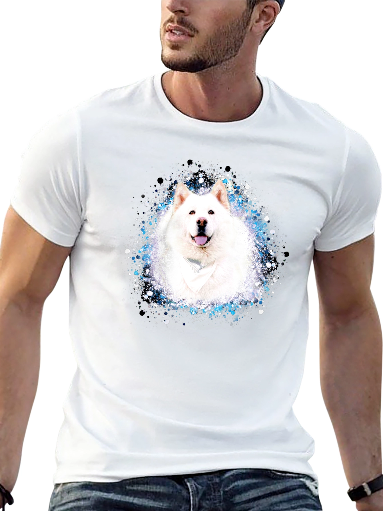 Samoyed Dog T-Shirt - Unique Splatter Design