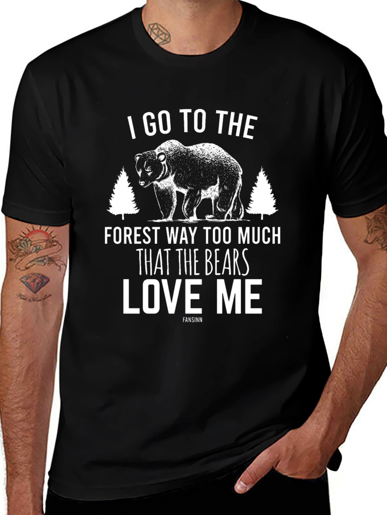 Mens Black Bear Graphic Tee - Forest Lover