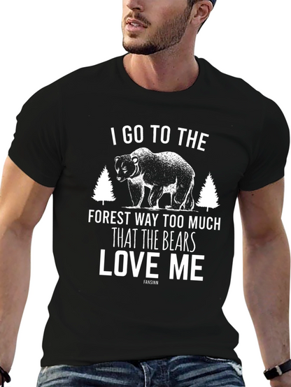 Mens Black Bear Graphic Tee - Forest Lover