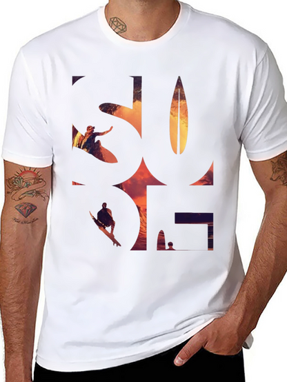 Surf Graphic Tee - Black Cotton T-Shirt