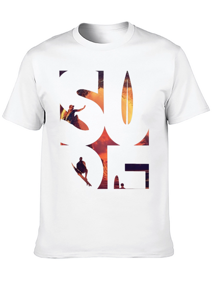 Surf Graphic Tee - Black Cotton T-Shirt