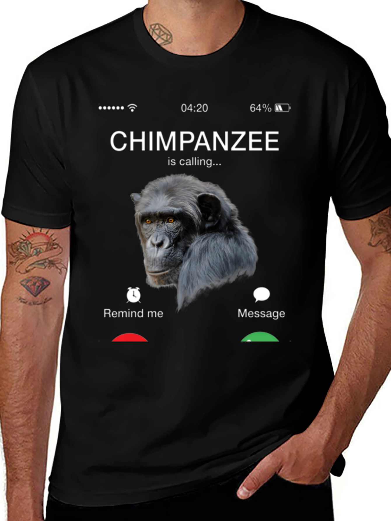Chimpanzee is Calling Black T-Shirt