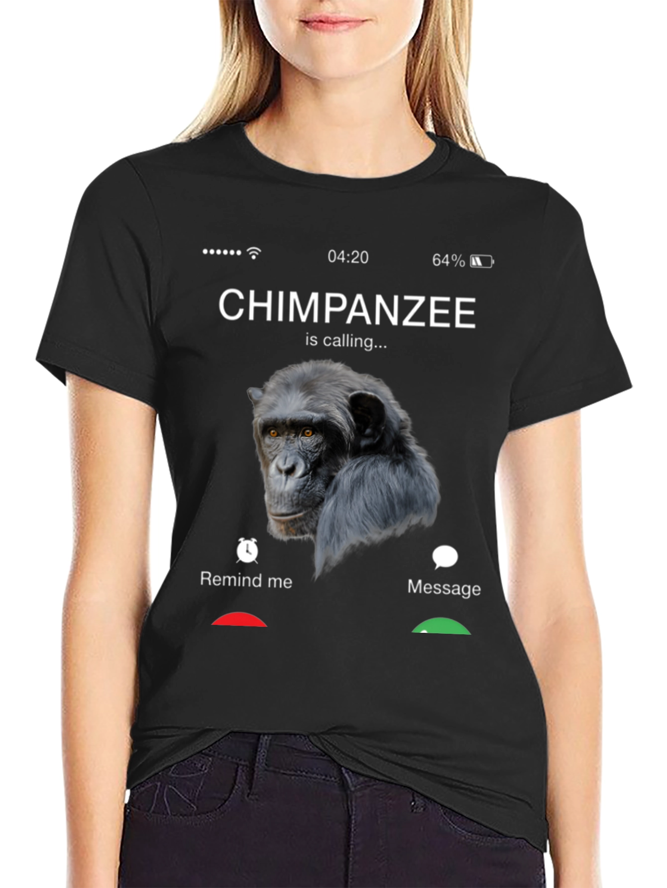Chimpanzee is Calling Black T-Shirt