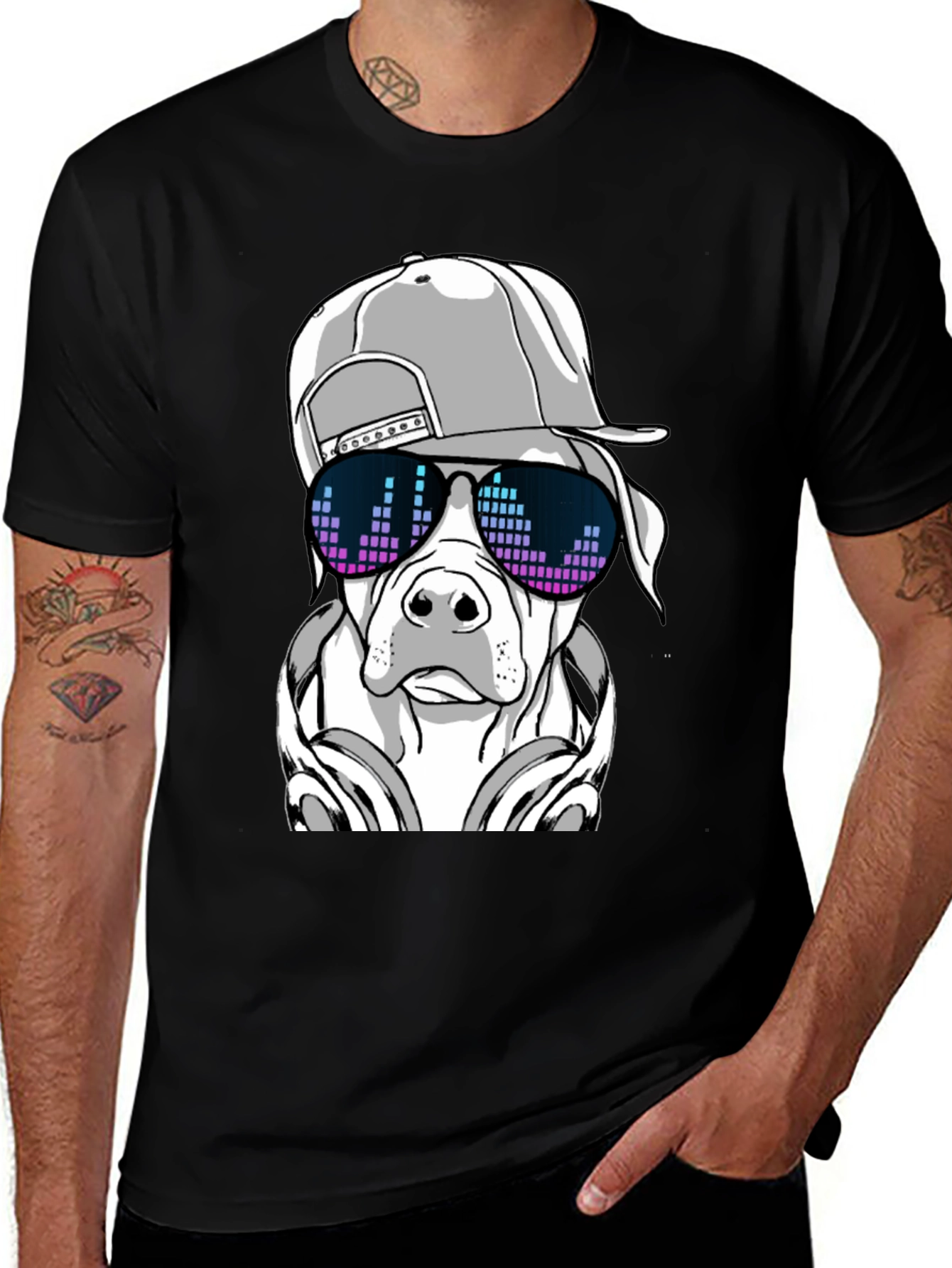 Cool Dog Graphic Tee - Black T-Shirt
